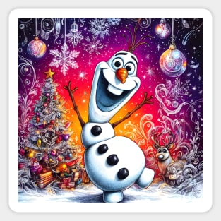 Embrace the Magic with Olaf: Festive Christmas Art for Whimsical Frozen Prints and Joyful Holiday Decor! Sticker